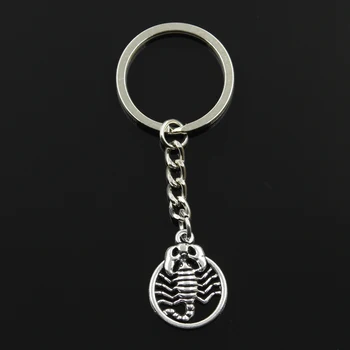 

Fashion 30mm Key Ring Metal Key Chain Keychain Jewelry Antique Silver Color Plated Scorpion Scorpio Zodiac 26x19mm Pendant