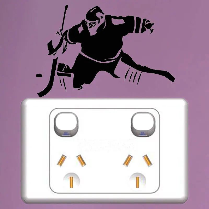 YJZT Ice Hockey Winter Sports Puck Goalkeeper Personality Bedroom Wall Sticker Switch Decal Vinyl 8SS2211