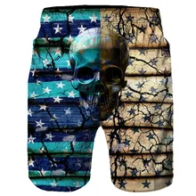 Модный тренд, новинка, высокое качество,, мужские повседневные шорты с 3D принтом черепа, пляжные повседневные мужские короткие брюки, шорты c0322