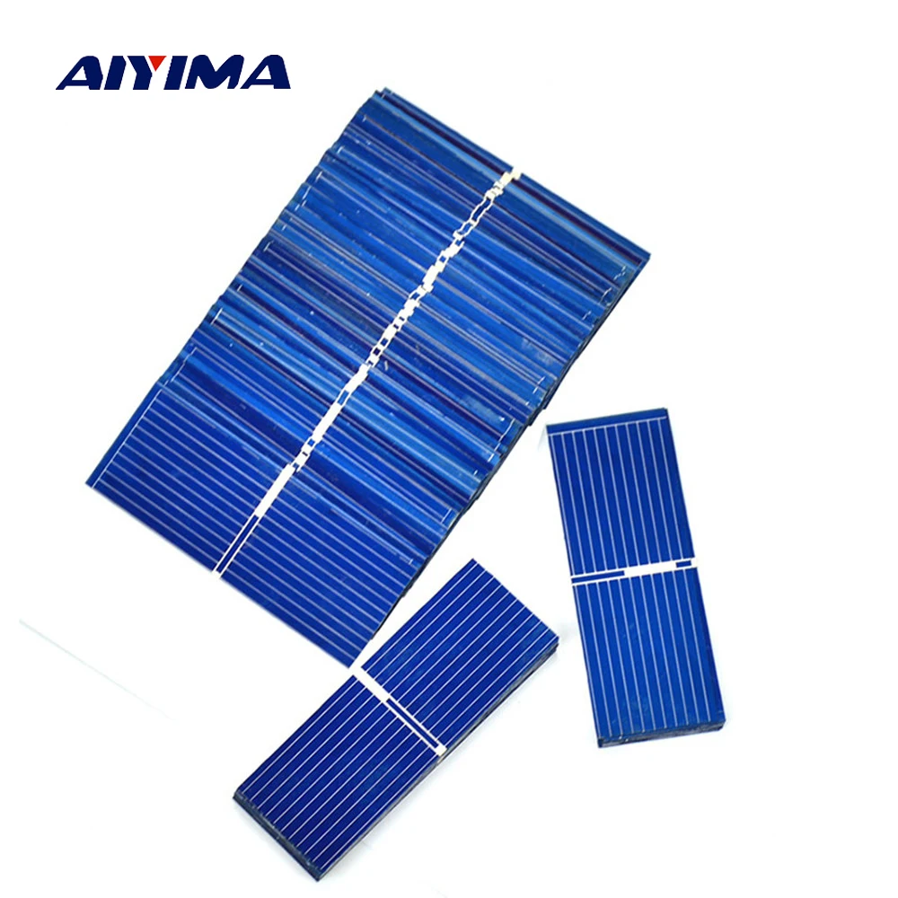 

AIYIMA 100Pcs 52x19MM Solar Panels 0.5V 0.14W Solar Cell Polycrystalline Silicon Solar Panel For Sunpower Battery Charger