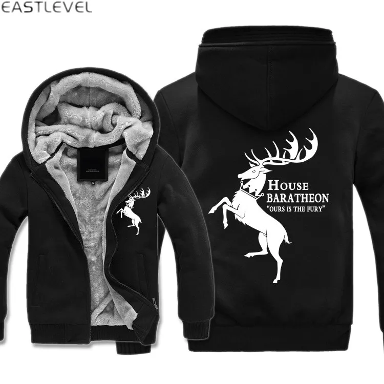 Dropshipping Game of Thrones Tully Deer Men Hoodie Hip Hop Sweatshirt Jacket Winter Motorcycle Sweatshirts Thicken Hoodies Coat