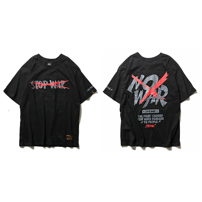 4 цвета, новинка, футболка с принтом «NO WAR», летние мужские футболки в стиле хип-хоп, повседневные топы с коротким рукавом, футболки, уличная одежда - Цвет: A16M8127 Black