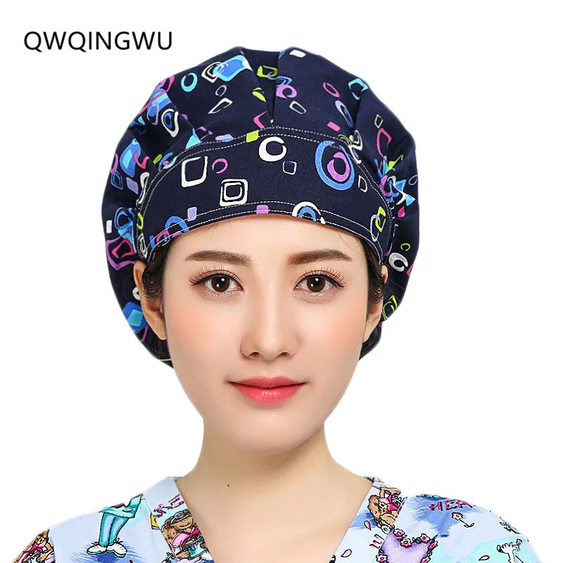 Doctor Surgical Scrub Cap Unisex Hospital Adjustable Print Medical Caps