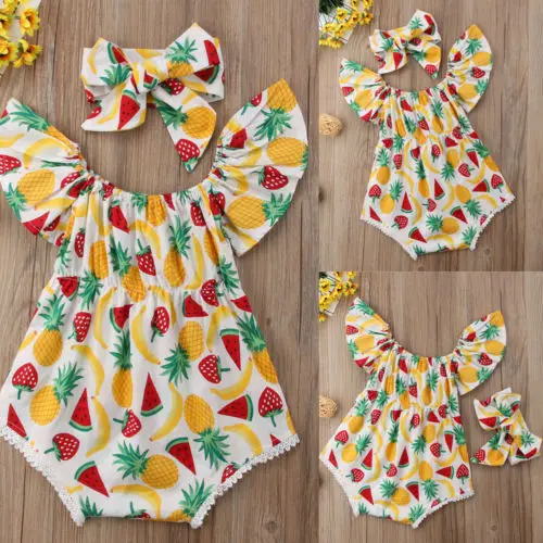 

Newborn Baby Girl 0-24M Fruit Romper Summer Clothes Outfits
