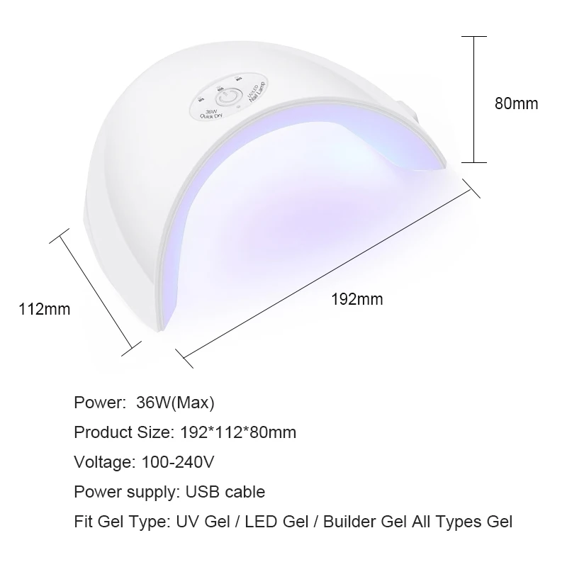 36 Вт УФ светодиодный Сушилка для ногтей USB отверждающая лампа для лака на гелевой основе с датчиком 30s 60s 90s таймер инструменты для дизайна ногтей