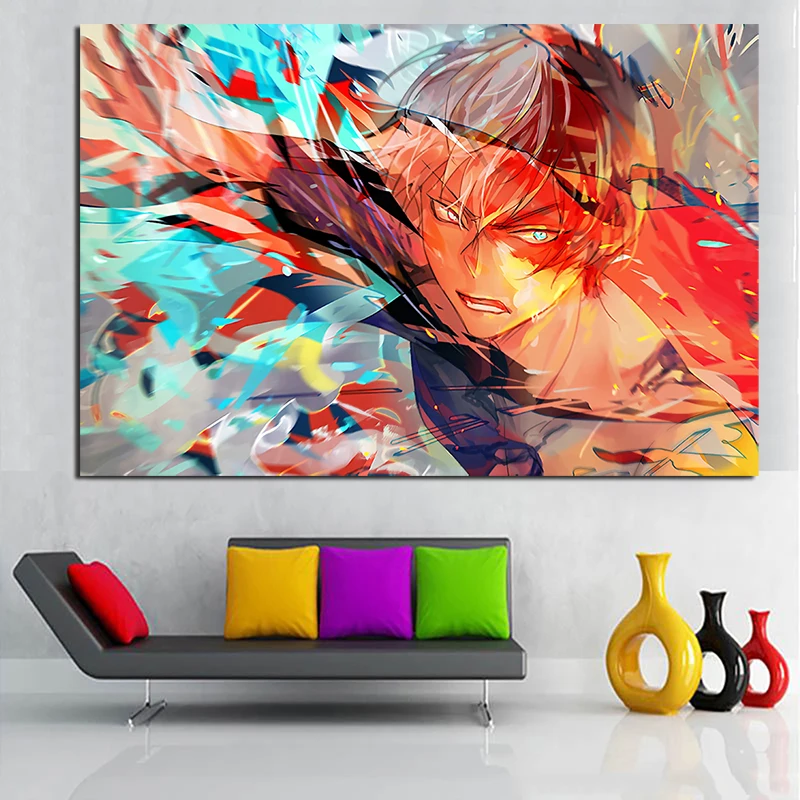 My Hero Academia шото тодороки Fire минималистичный художественный холст постер картина