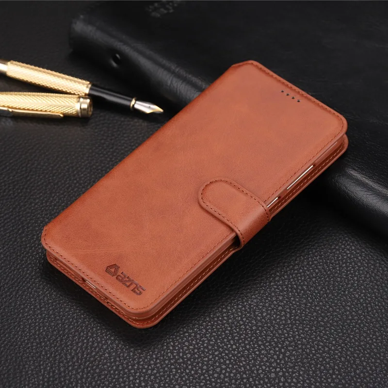 Brown Чехол-книжка с бумажником для Red mi Note 7, 6 Pro, 5 Plus, 6A, 6, Роскошный чехол из искусственной кожи держатель для карт, чехол-книжка для Xiaomi mi, A2 Lite - Цвет: Brown