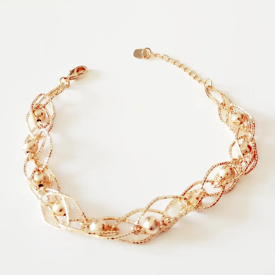 Женский браслет из розового золота 8 мм|women bracelet|link braceletwomen hand |