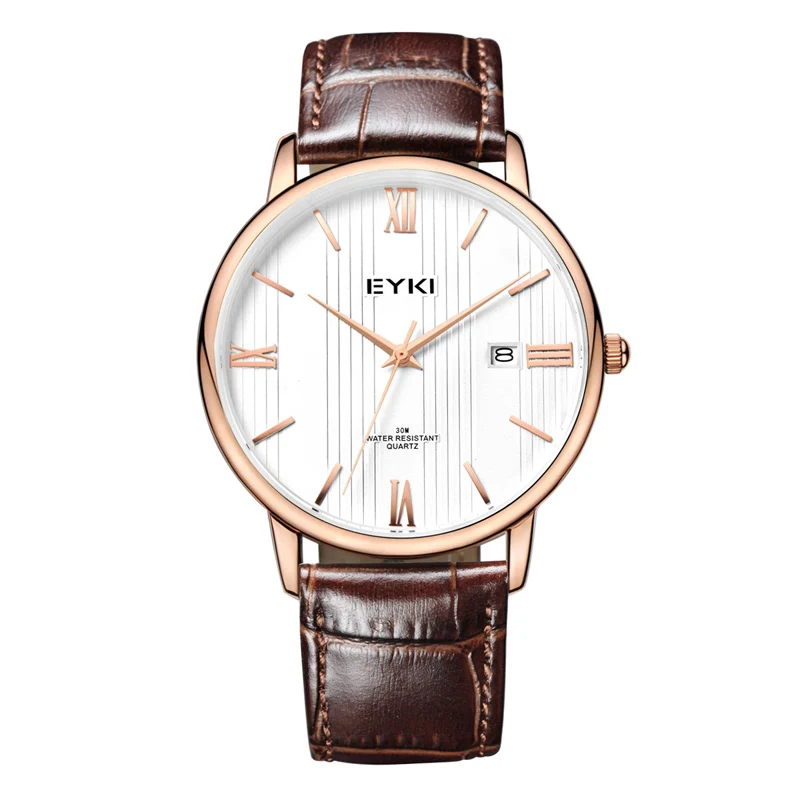 EYKI Reloj Hombre 2018 Luxury Brand Casual Vintage Women Men Watch Leather Roman Numeral Wrist Watches Men Clock With Calendar 