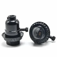 E27 розетка с переключателем ручки на включения/выключения UL бакелитовый держатель лампы E27 Винтаж цоколь Эдисона лампа Разъем подвесной круглые светодиодные лампы 3 предмета в комплекте