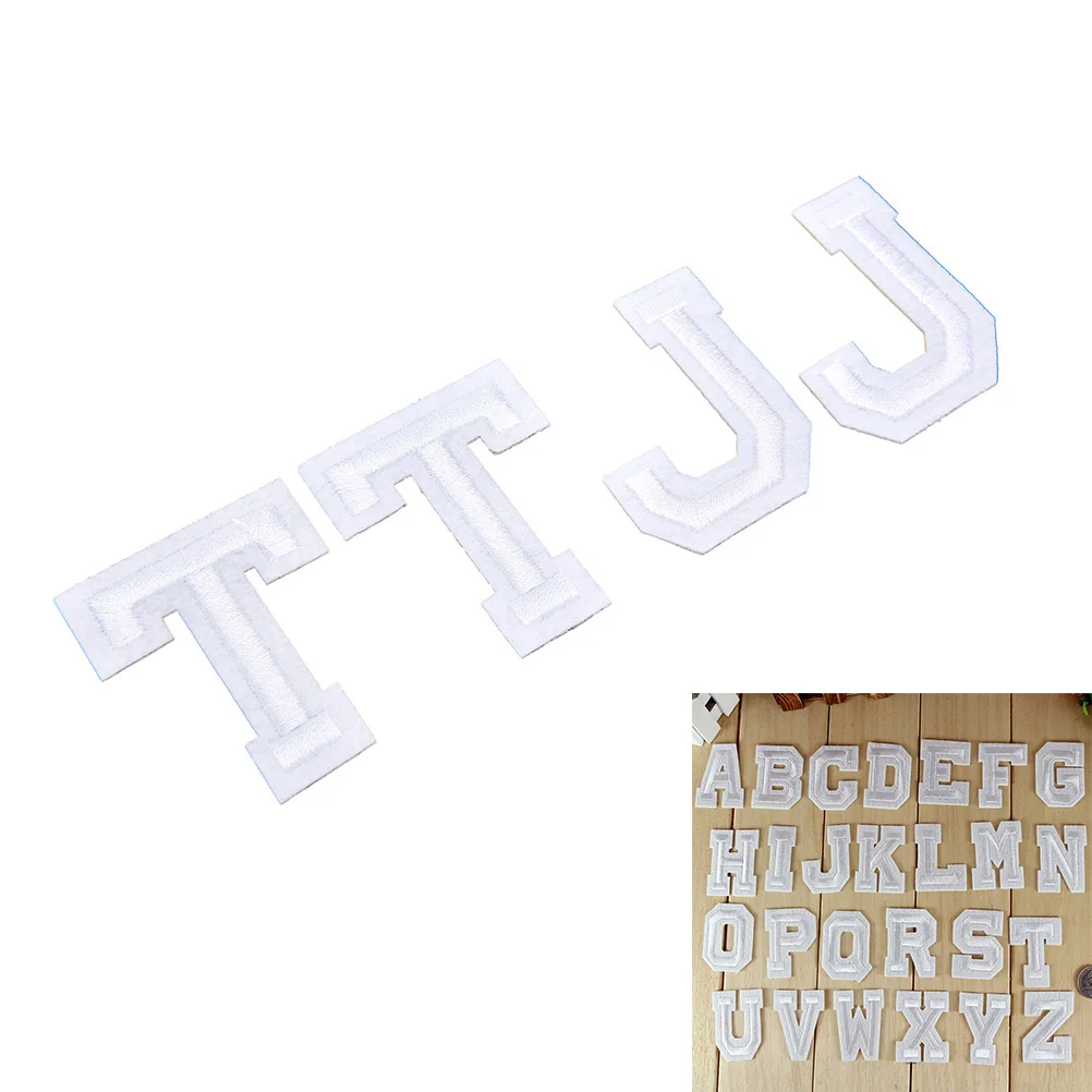 

A-Z 1PC pure white English Alphabet Letter Embroidered Iron On Patch For Clothing Badge Paste For Clothes Bag Pant Sewing
