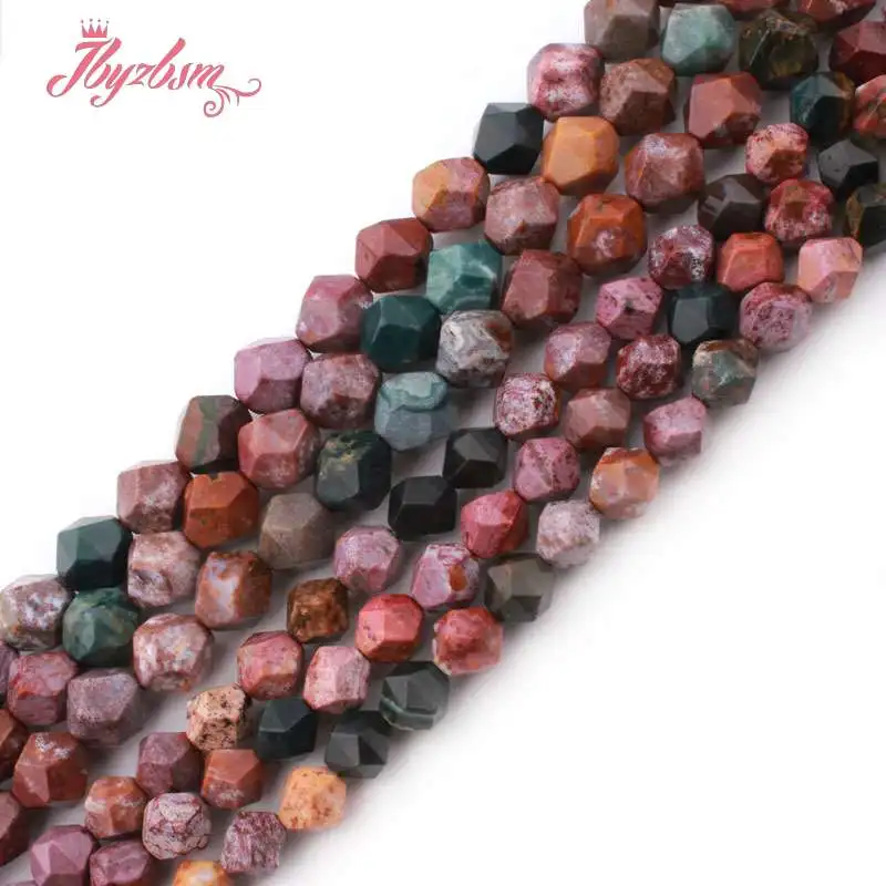 

8,10mm Faceted Multicolor Ocean Agates Natural Stone Beads For DIY Necklace Bracelets Jewelry Making Loose 15" Free Shipping