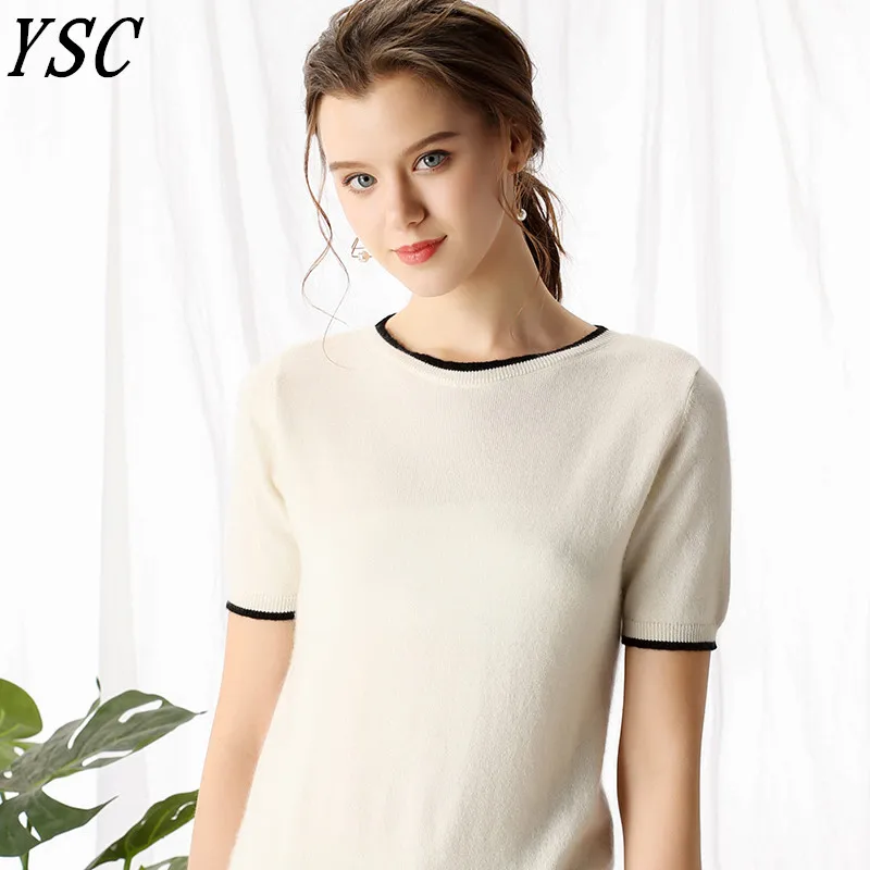 YSC 2019 New pattern Women Cashmere Sweater One word collar Edge decoration Fine yarn Good ventilation High-quality pullover | Женская