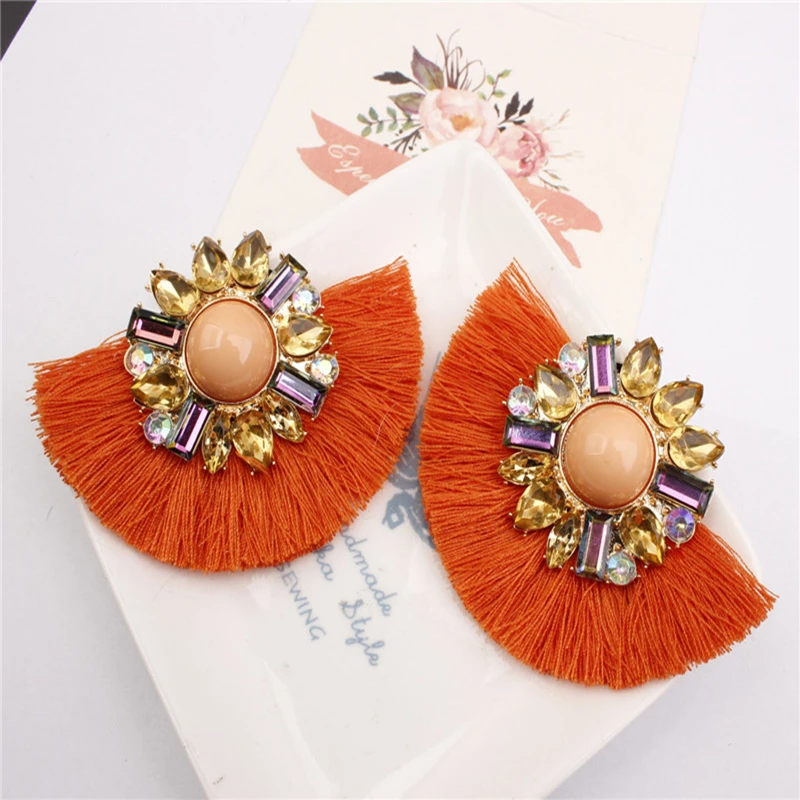 

ZA New Design Rhinestone Long Tassel Earrings High Quality Bohemian Big Dangle Earrings For Women Fashion Earrings Jewelry