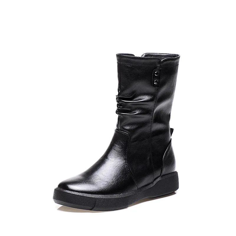 Chaussures Nouvelle Pour D'hiver 3 Bottes 2 Peluche Cuir mollet Arrivée Mi Rond Femme 1 Martin Bout Chaud Courte 4 En Femmes rFZqprw