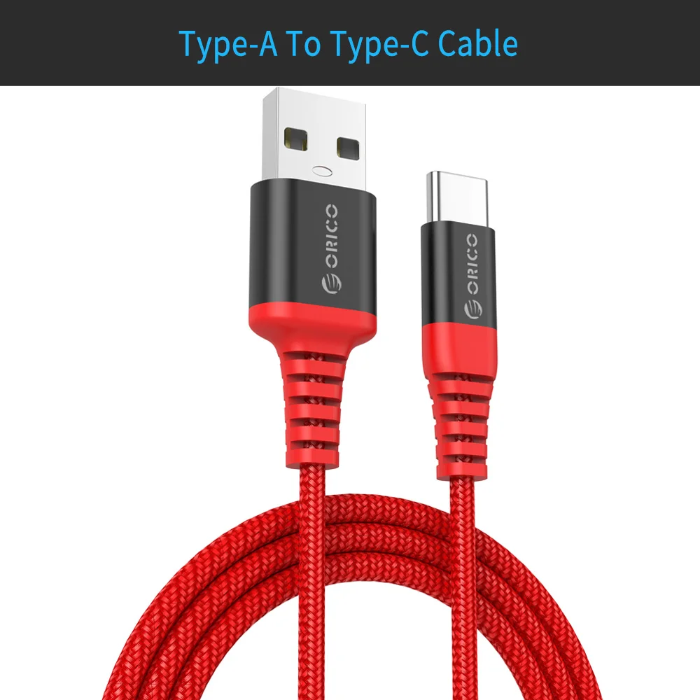 ORICO USB Type-C кабель 3 а максимальный ток синхронизации данных зарядное устройство Type-C USB кабель для iphone Xiaomi Huawei - Цвет: Red Cable