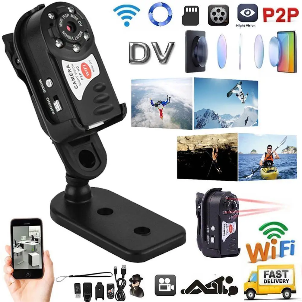 

32G Card+Wireless WIFI Mini P2P HD 720P DVR Video Recorder Camera Camcorder Night Vision