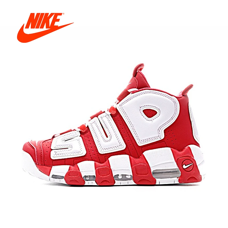 

Original New Arrival Authentic Supreme x Nike Air More Uptempo Men's Basketball Shoes Sports 2018 Winter sneakers 902290-600
