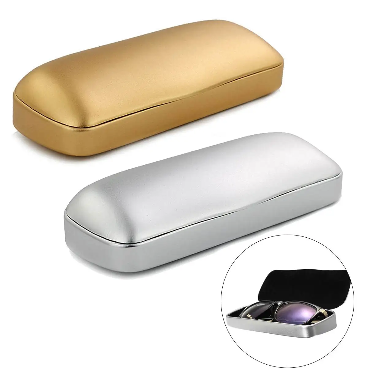 

Hard Metal Aluminum Silver Glasses Case Capsule Flip Top Eyewear Case Eyeglasses Box Protector For Glasses Storage Tools
