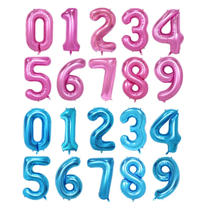 

32 Inch Number 0-9 Balloons Aluminum Foil Ballon Blue Rose Red Digit Wedding Birthday Party Decoration Baby Shower Supplies