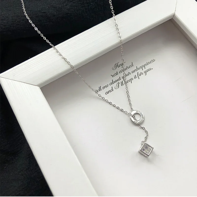 Серебряное магическое ожерелье с кулоном в форме кубика s 925 AAA с цирконием внутри колье ожерелье с полыми круговыми буквами ожерелье для женщин ювелирные изделия