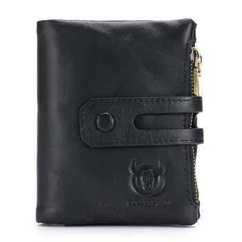 

ICON-BULLCAPTAIN Hot Genuine Leather Men Wallets Credit Business Card Holders Double Zipper Wallet