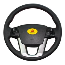 Braid on the Steering Wheel Cover for Kia Sorento 2009-2014 Kia Cadenza K7 2011-2015 leather steering wheel case funda volante