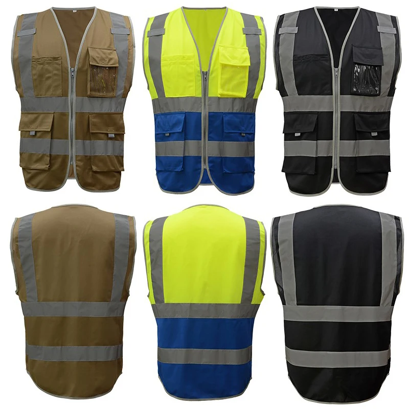 SFvest safety reflective waistcoat high visibility safety vests multi-pockets fluorescent yellow orange multi-color options SFvest safety reflective waistcoat high visibility safety vests multi-pockets fluorescent yellow orange multi-color options