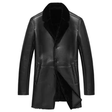 Куртка из натуральной кожи мужская кожаная куртка из овечьей шерсти теплое зимнее пальто из овечьей шерсти длинное роскошное Брендовое черное шерстяное пальто с подкладкой толстое