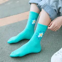 Осенне-зимние носки Harajuku уличные универсальные повседневные женские носки с цветочным рисунком дышащие хлопковые впитывающие носки