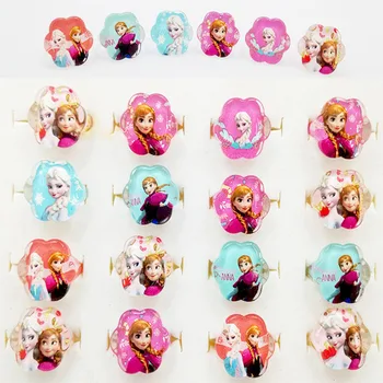 

10pcs/Disney princess pretend play girls toys cartoon frozen children's flower ring Anna Aisha jewelry birthday gift