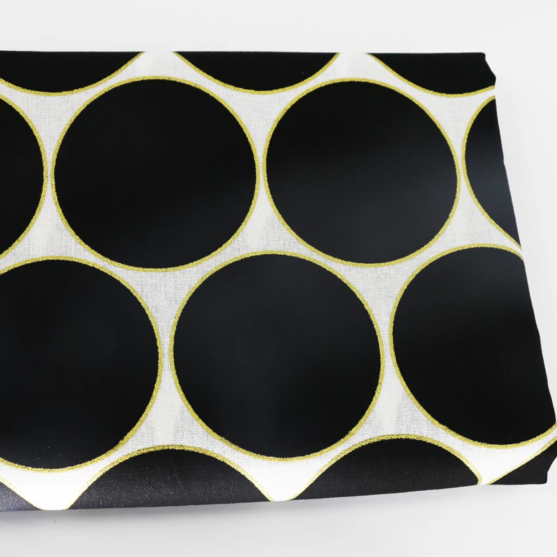 

Black Gold Large Polka Dots Fabric Cotton