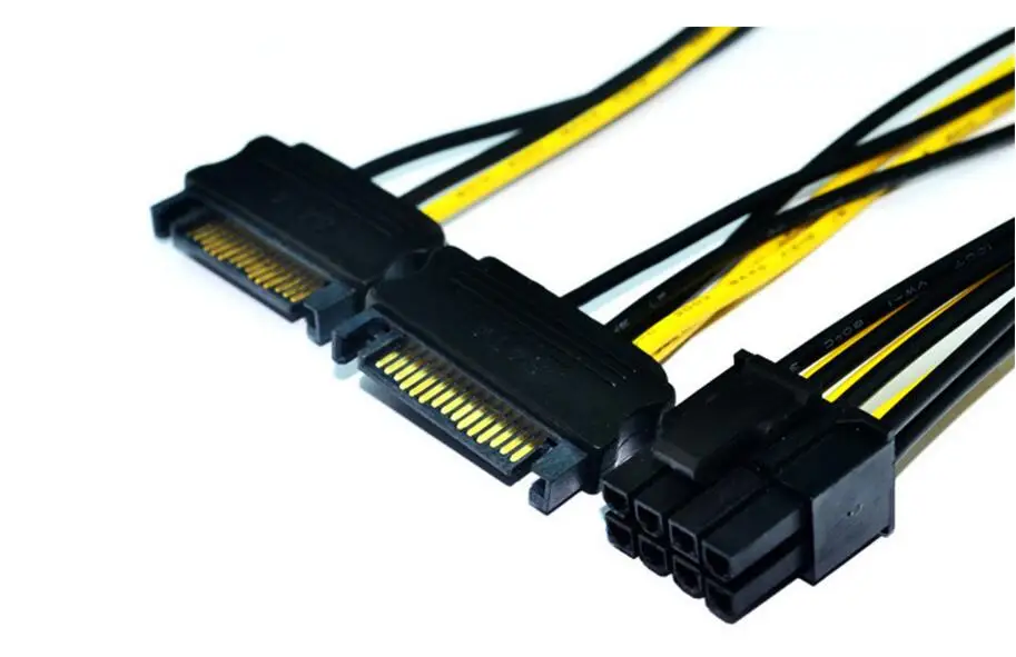 20pcs Dual SATA 15Pin Male to 8Pin Male Graphics Video Display Card