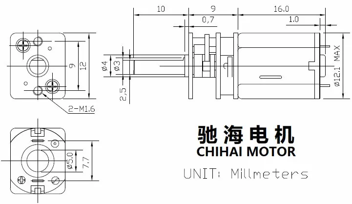 chihaimotor  gear box motor gm12gb-n20va 3v6v