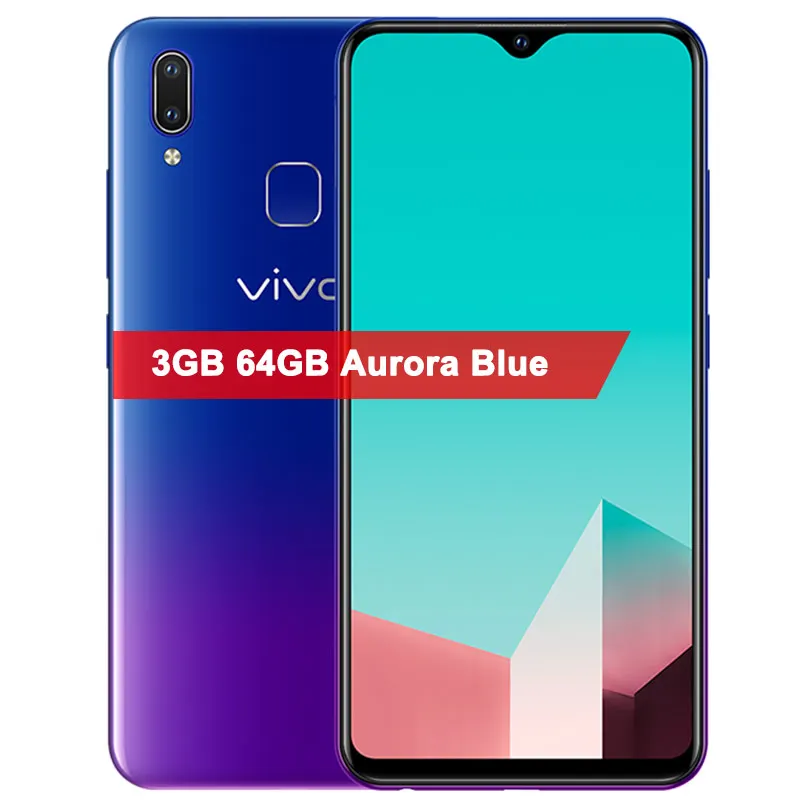 Vivo U1 мобильный телефон 6," 64G rom 4030mAh Восьмиядерный Android 8,1 камера 8.0MP+ 13.0MP отпечаток пальца для лица ID мобильный телефон - Цвет: 3GB 64GB Aurora blue