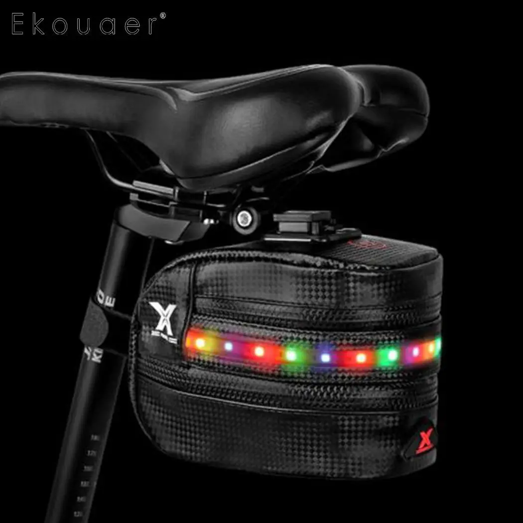 Bike Saddle Bag 3D Bicycle Tail Lamp Seat BackPack MTB Cycling Colorful