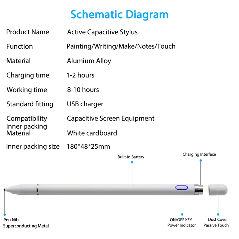 Активный стилус совместим емкостный Сенсорный экран для aррle iрad рro/1/2/3/4, iPad/9,7 10,5 12,9 samsung huawei планшет
