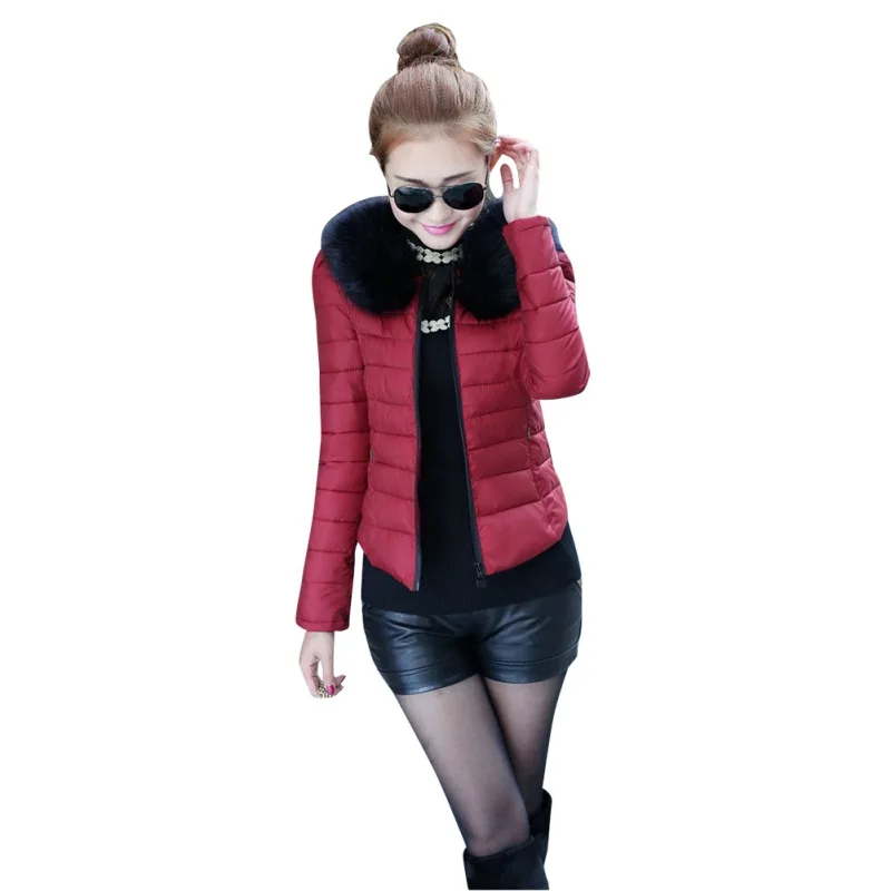 

2017 New Autumn Winter Jacket Fashion Women Coat Thick Hooded Fur Collar Winter Coat Slim Women Parka Warm Womens Down Jacket