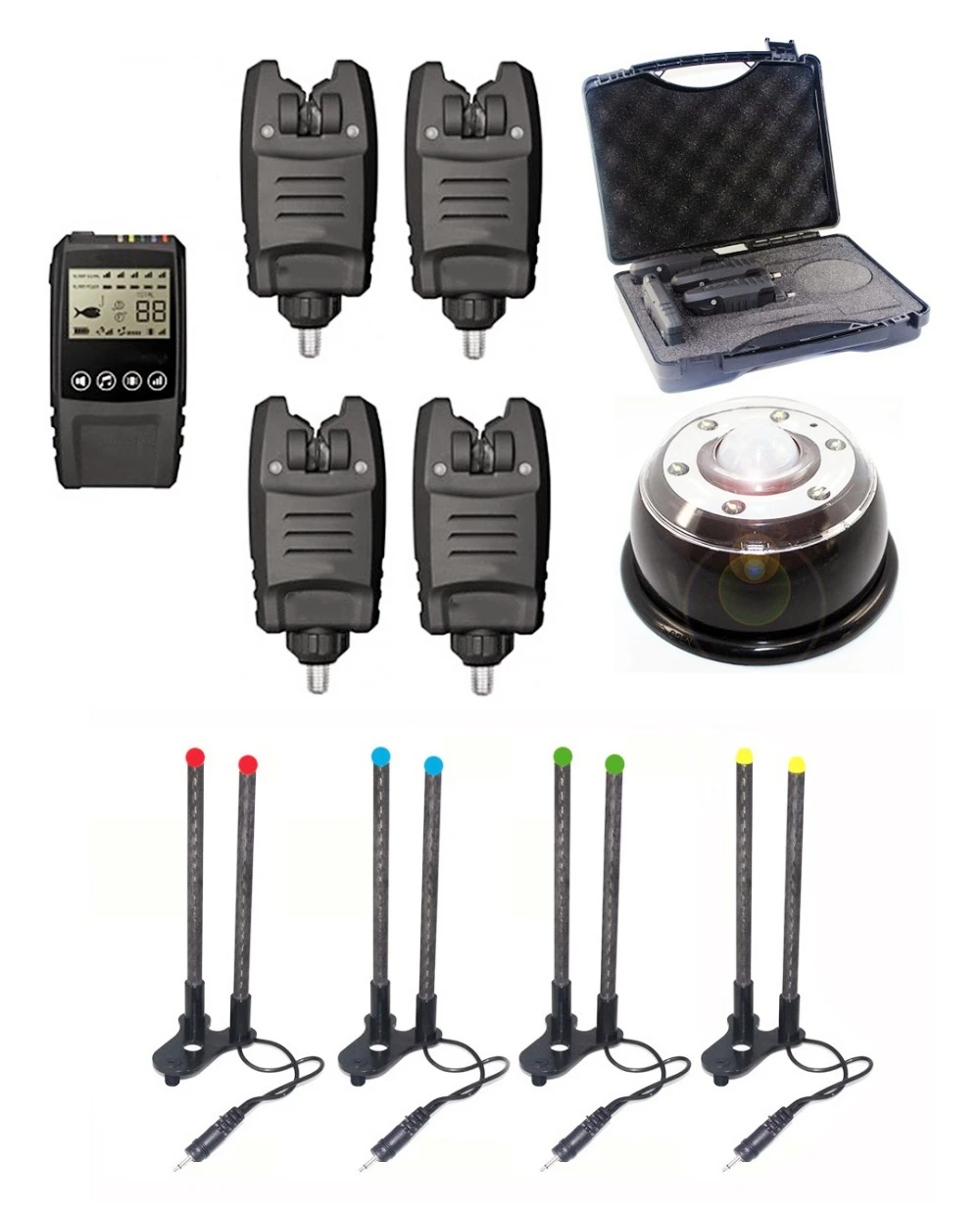 

OLD CARP 1+4 Galaxy BL Multi-LED Wireless Fishing Rod Bite Alarm with Snag ears and Tent Light for carp fishing