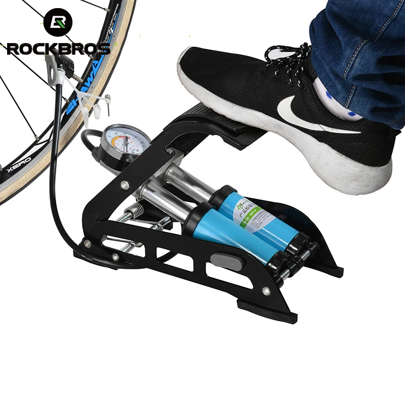 

ROCKBROS Cycling Bike Foot Air Pump Steel No-Slip Portable High-Pressure Pump Bicycle Car Tire Single Or Double Tube 2 Valves