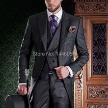 Пользовательские Утро стиль смокинг для жениха серый Best Man дружки костюм мужские свадебные костюмы Жених Фрак(куртка+ брюки+ галстук+ жилет