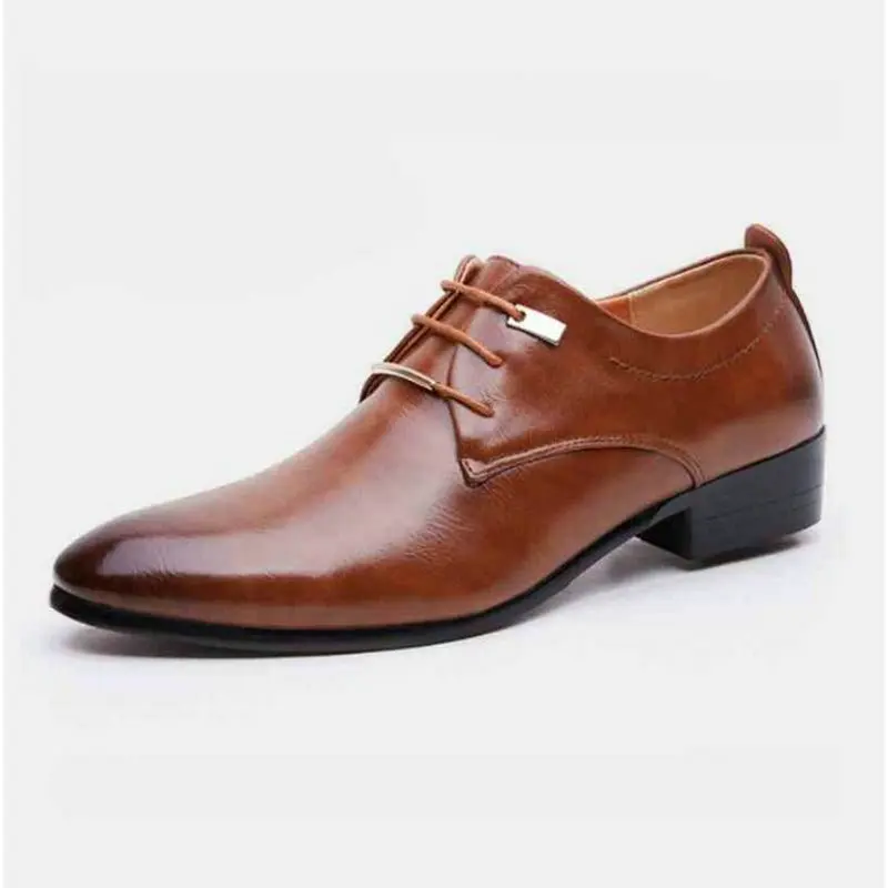 Мужские кожаные туфли, Мужские модельные туфли, британский стиль, шнуровка, острый носок, низкий верх, плоская подошва, 2 цвета, большие размеры 37-46, AA-04