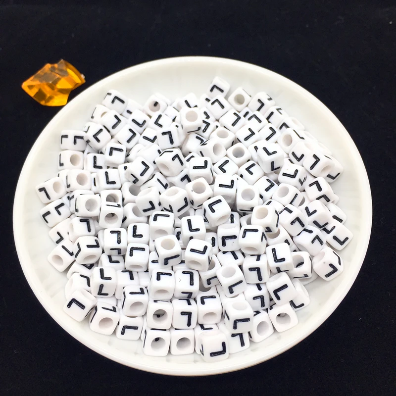 100 шт 6 мм квадратные 26 Алфавит/буквы и круглые 10 цифровых бусин Подвески браслет ожерелье для самостоятельного изготовления ювелирных изделий Аксессуары - Цвет: L