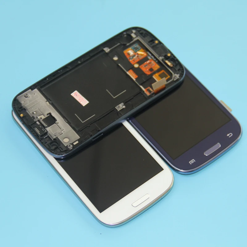 ЖК дисплей для samsung s3 i9300 белая синяя рамка i9300|Экраны мобильных телефонов| |