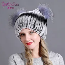 Шляпа для Для женщин натурального кроличьего меха лисы меховая шапка, шапки из меха кролика Рекс, женские зимние теплые Головные уборы Теплые Одежда высшего качества