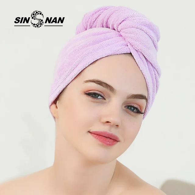 SINSNAN Microfiber Solid Quickly Turban Dry Hair Towel For Women Girls Soft Thicken Super Absorbent Bath Shower Caps Makeup Hat