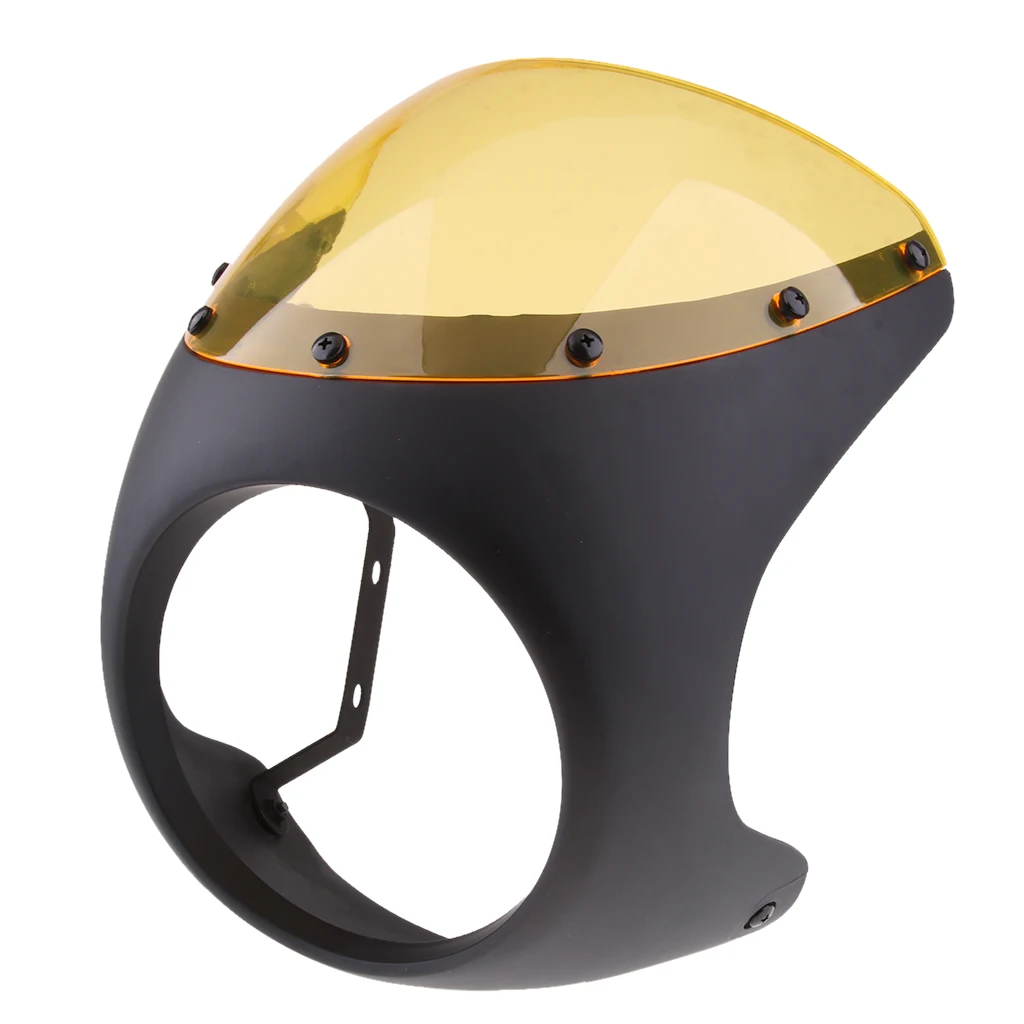 Motorcycle Headlight Fairing Wind Screen Cover Fits 16cm-18cm Headlamp Plastic Headlight Fairing Screen for Retro Cafe Racer 