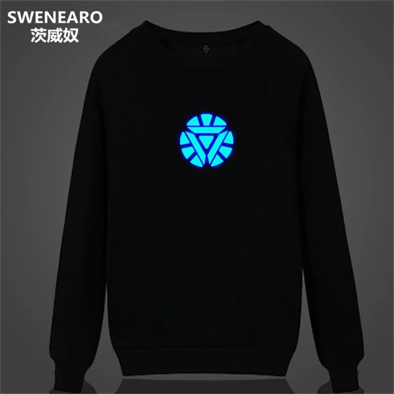 

SWENEARO Glow in The Dark 3D Hoodies Iron Man Sweatshirt Tracksuit Men Hip Hop Hoodies Pullover Sweat Shirt Black Sweatshirts