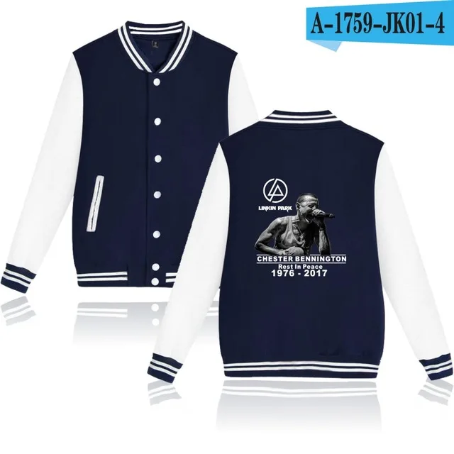 Осень, Новое поступление, бейсбольная куртка в стиле хип-хоп, форменное пальто Linkin Park, худи, толстовка RIP, Harajuku Moletom Masculino - Цвет: navy blue and white
