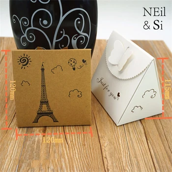 

Kraft Paper Box for Wedding Favor Gift Candy Cookies Handmade Soap Packaging Boxes Bow-knot Closure Tower Pattern